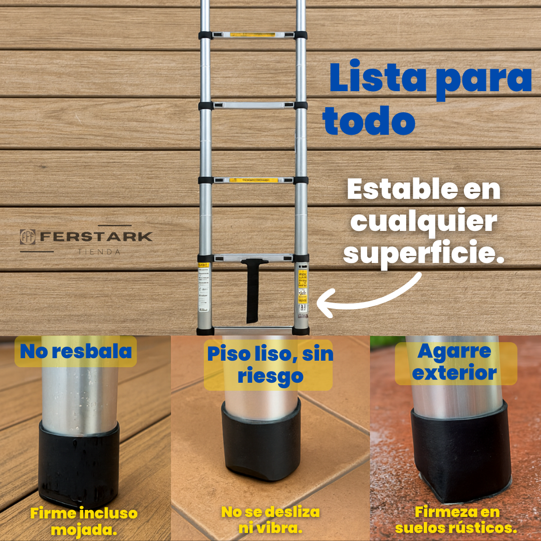 Escalera Telescópica De Aluminio 2 Metros Antideslizante