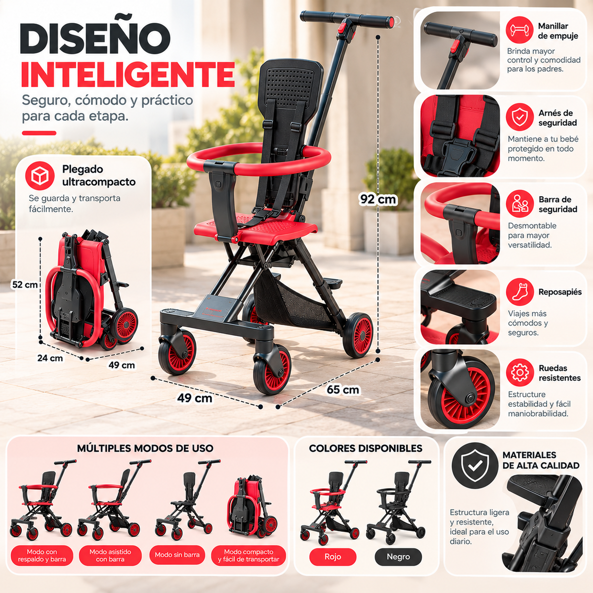 TriciBaby 3 en 1 👶 ¡Paseos más cómodos, felices y seguros! 💕
