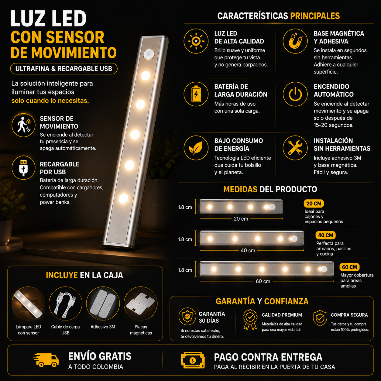 Luz LED Inteligente con Sensor-Luz inteligente para tu hogar. ✨