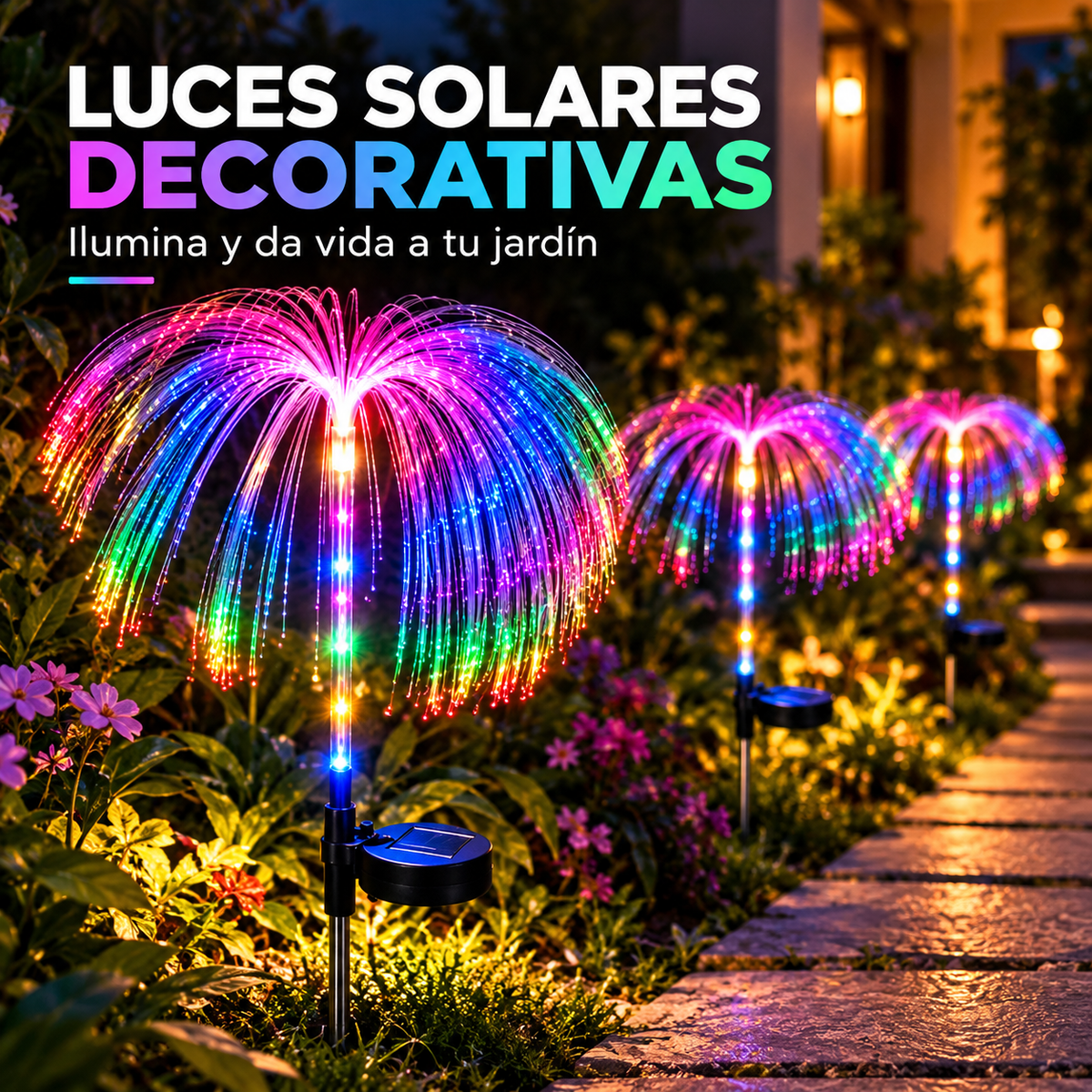 ✨ Luces Solares Medusa LED 🌈 ¡Haz que tu jardín brille con magia!