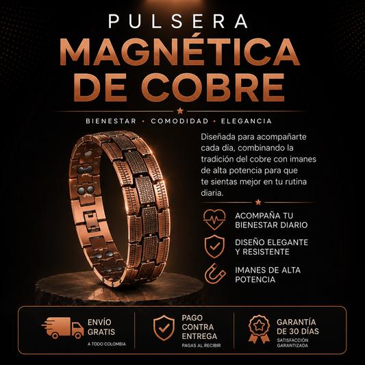 Pulsera Magnética de Cobre-Bienestar que llevas contigo ✨