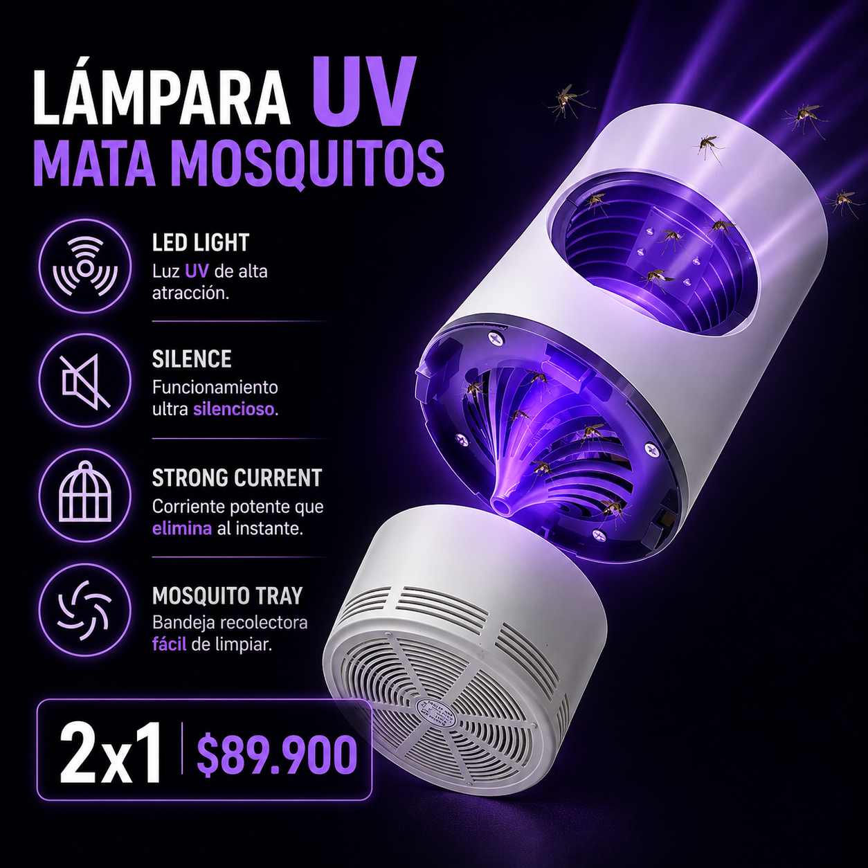 Lampara UV Mata Mosquitos y Zancudos 2x1 🤩