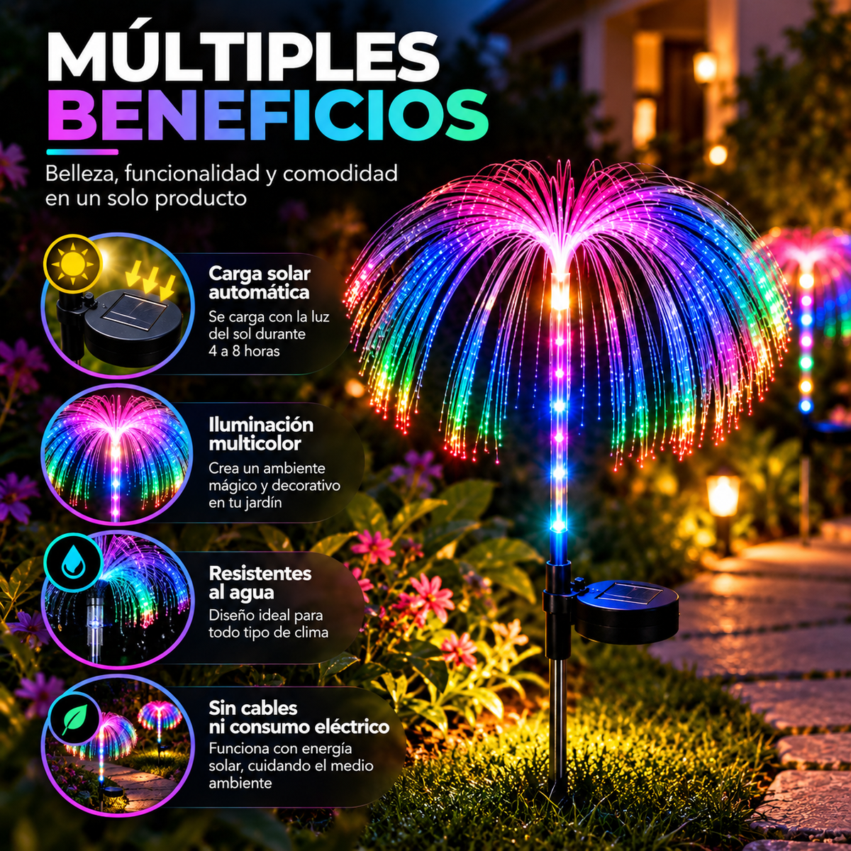 ✨ Luces Solares Medusa LED 🌈 ¡Haz que tu jardín brille con magia!