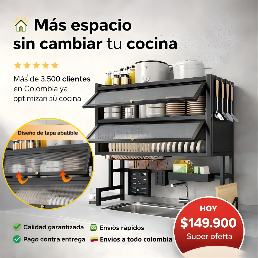 Escurridor de platos 2 puestos-Más espacio, cero desorden 🍽️