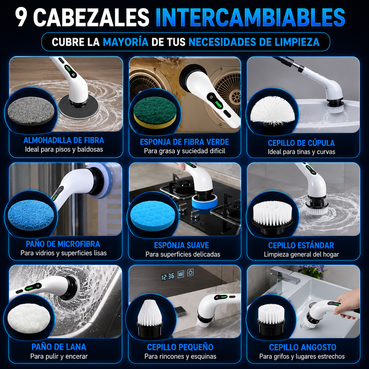 Cepillo Eléctrico MultiPro 9 en 1 🔥🤩