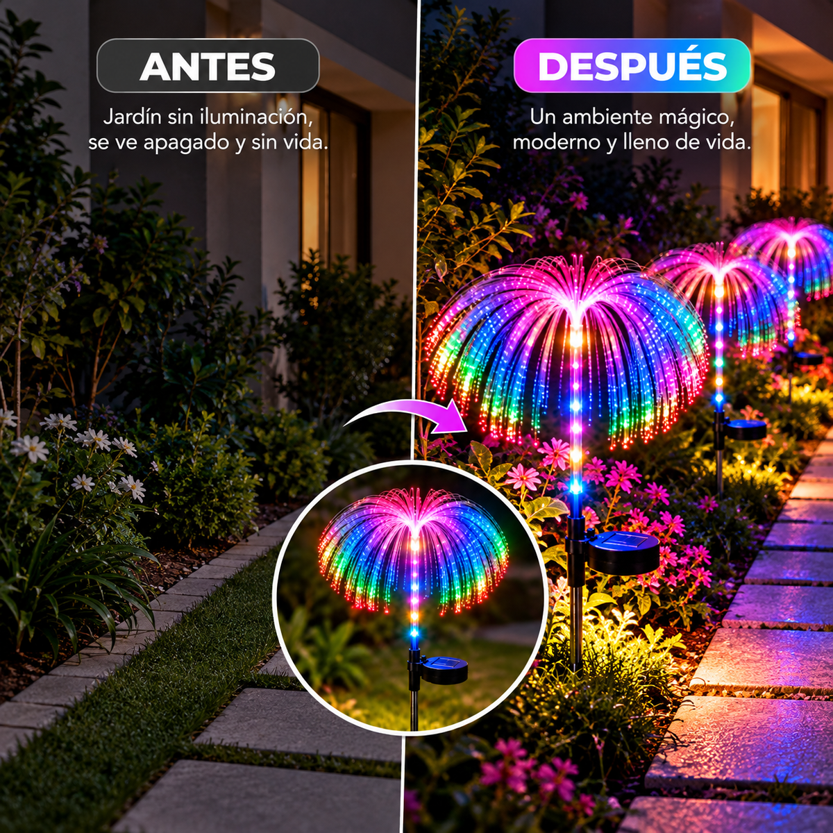 ✨ Luces Solares Medusa LED 🌈 ¡Haz que tu jardín brille con magia!