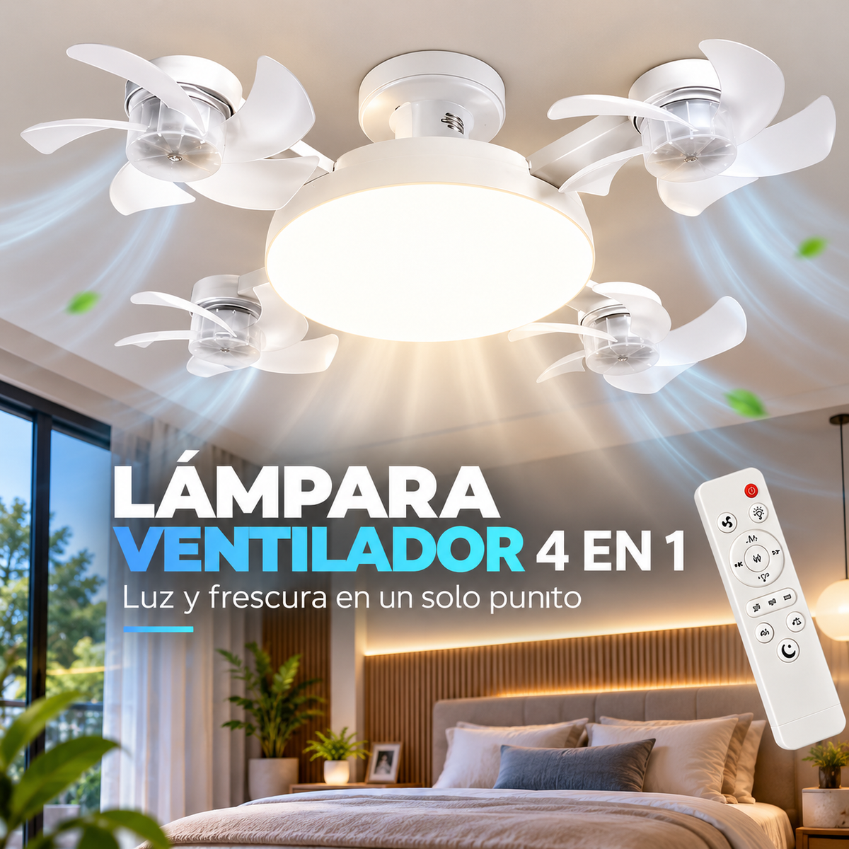 Lámpara Ventilador 4 en 1  ❄️ ¡Más frescura y luz, sin complicaciones!
