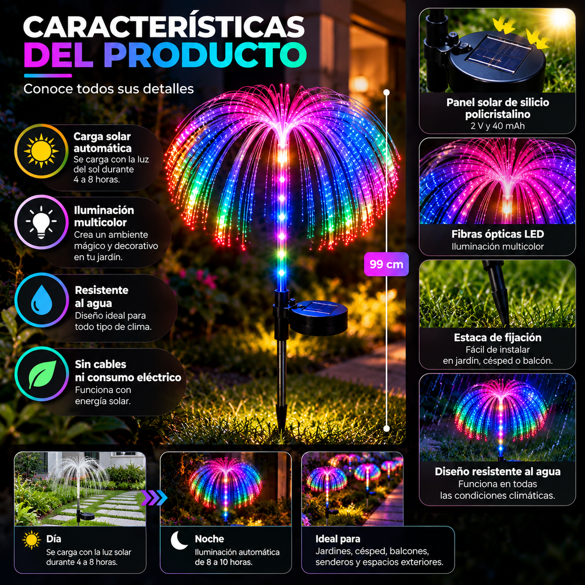 ✨ Luces Solares Medusa LED 🌈 ¡Haz que tu jardín brille con magia!