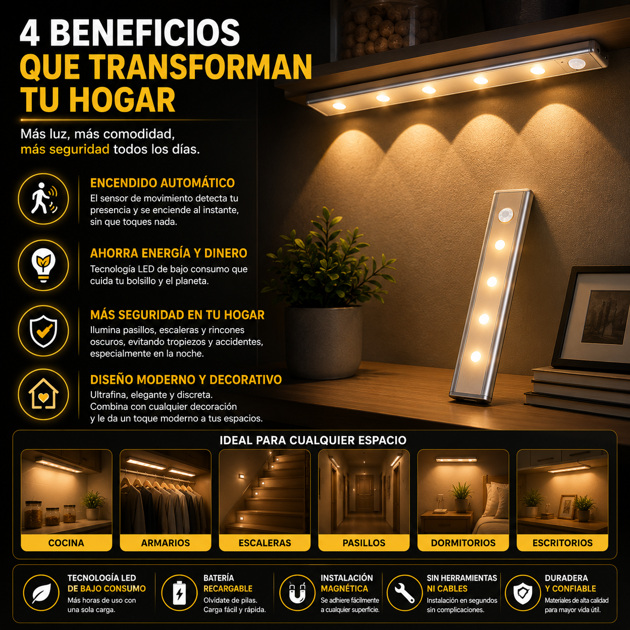 Luz LED Inteligente con Sensor-Luz inteligente para tu hogar. ✨