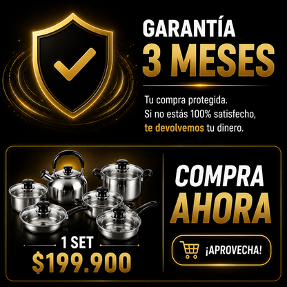 Set Ollas Acero Inoxidable 12 Piezas Premium🔥