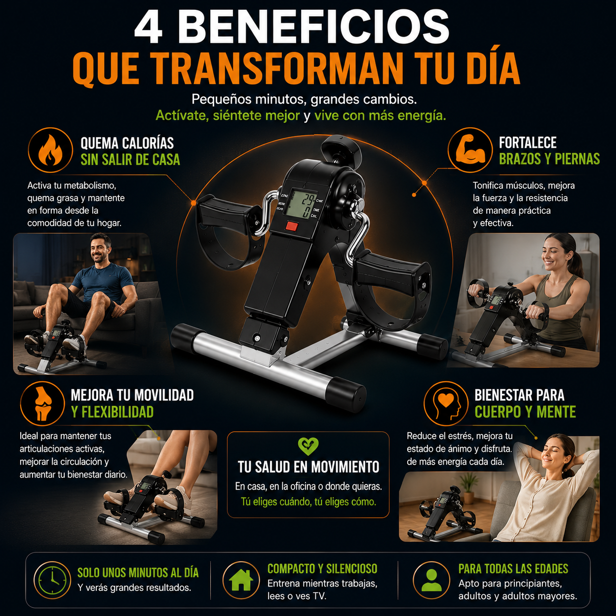 Mini Bicicleta Estática Plegable | Quema Calorías Donde Quieras 🔥