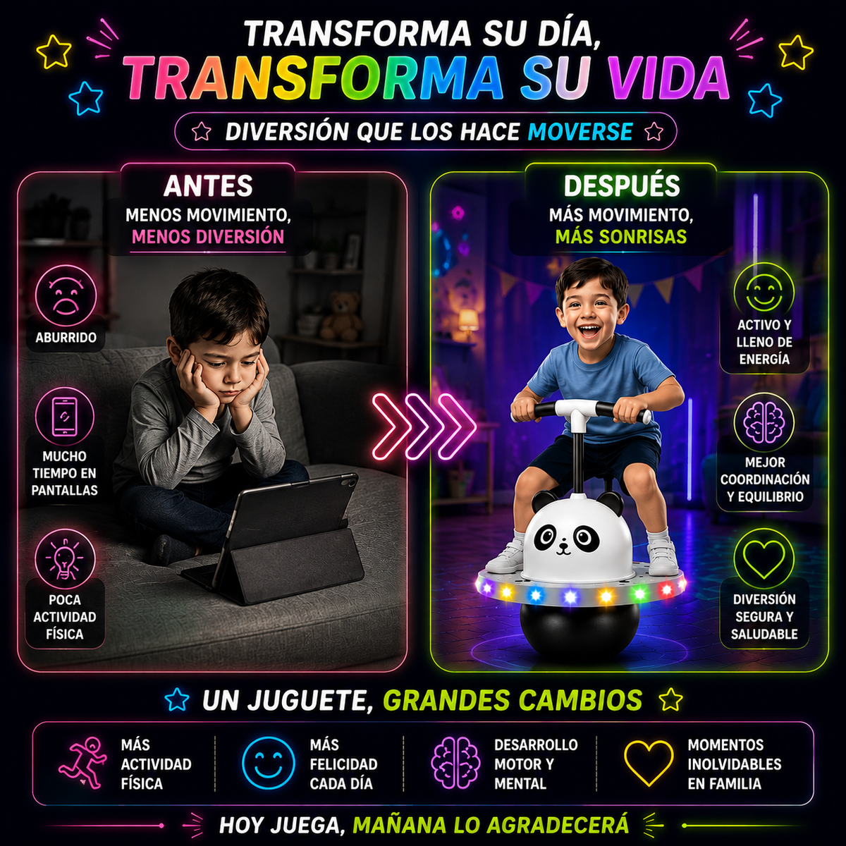 🐼 SALTARÍN LED —  ¡Menos pantallas, más diversión!