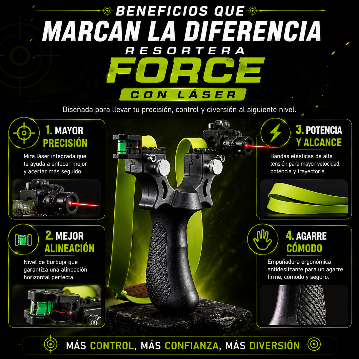 🔥 RESORTERA FORCE CON LÁSER - Experiencia profesional, Diversión sin límites.