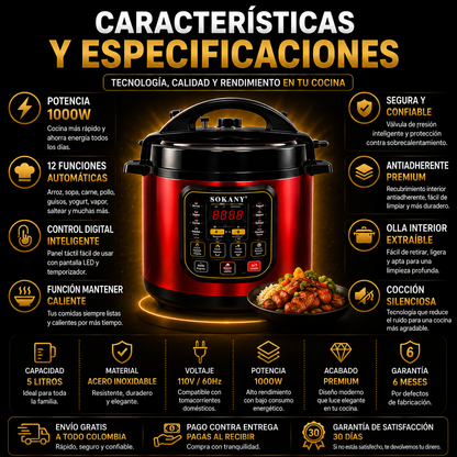 Promo Olla Presión Sokany 5L 🔥